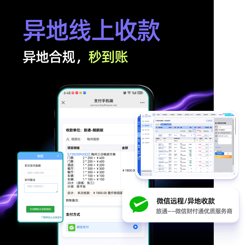 I旅通线上收款：异地合规，秒到账